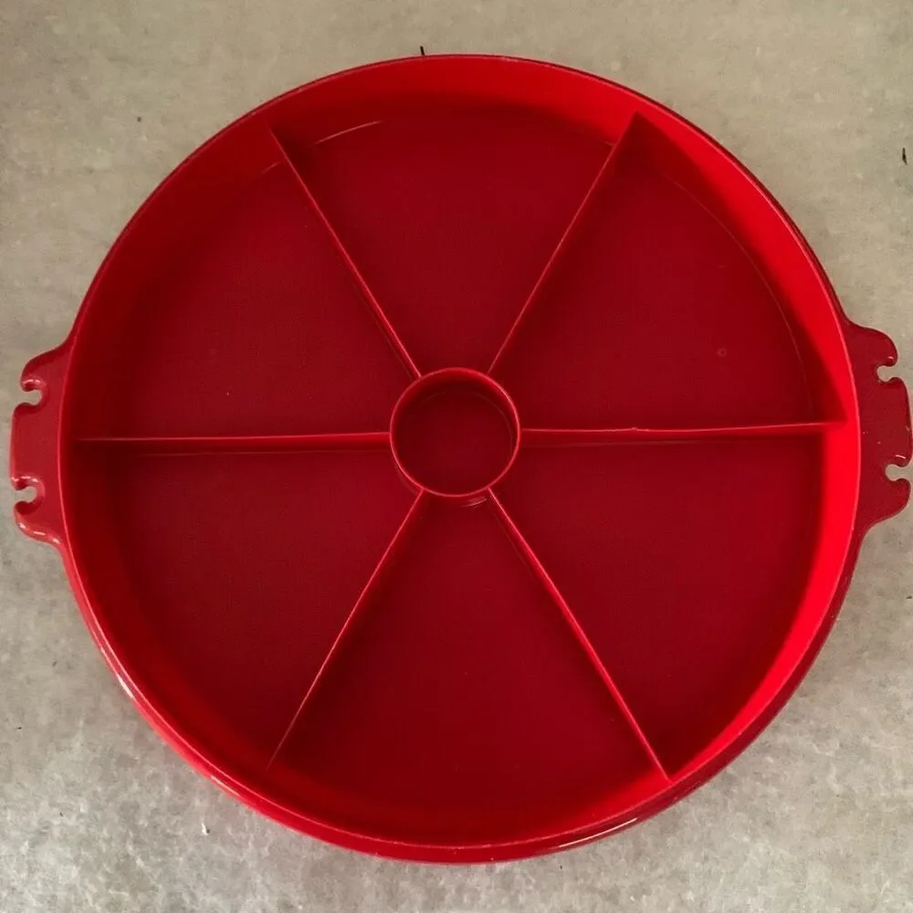 Vintage Tupperware Red Party Susan 405-9 With 224-5 Lid